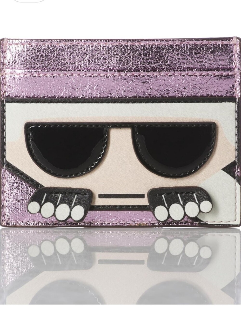 NEW & RARE KARL LAGERFELD PARIS MAYBELLE METALLIC PINK CARD CASE 💗